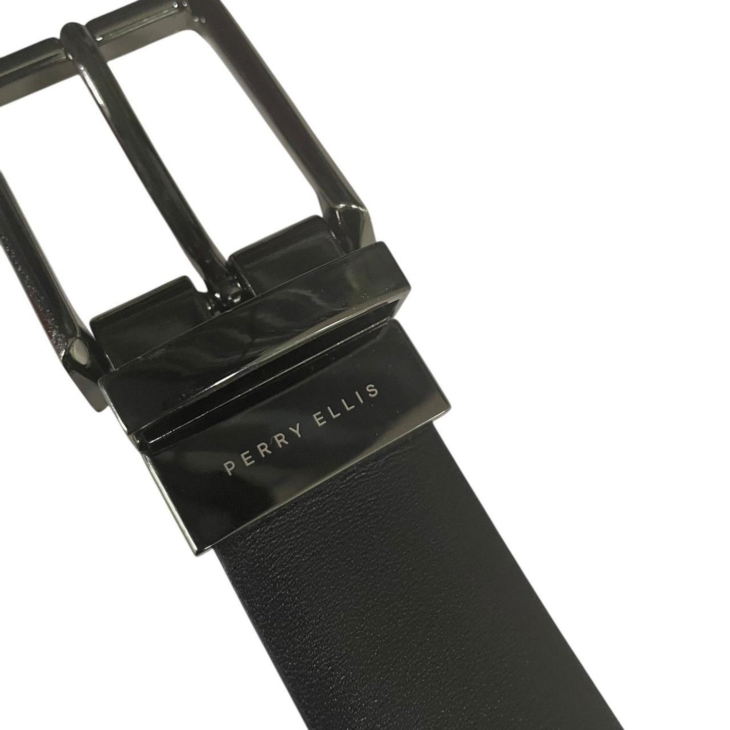 Black leather belt with silver