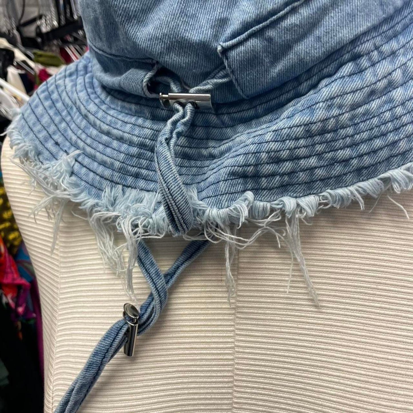 Denim bucket hat with adjustable
