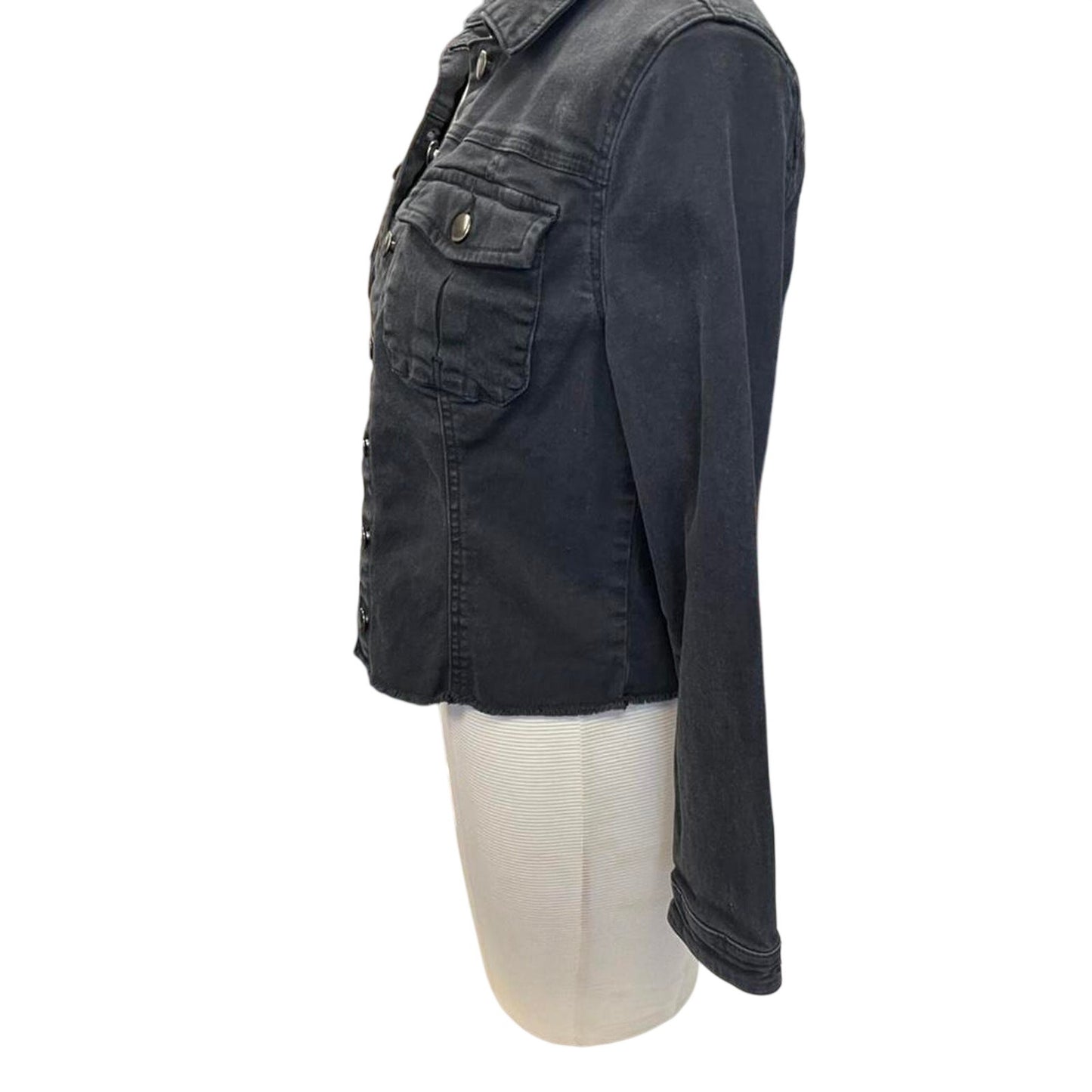 Black denim jacket with button up