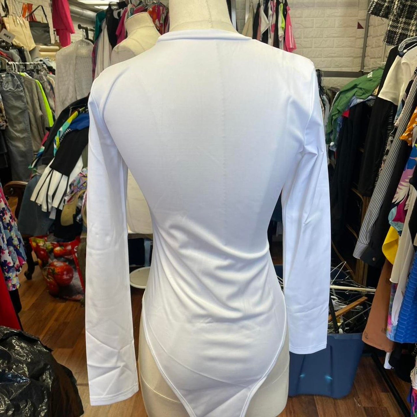 White long sleeve bodysuit with