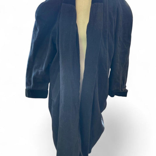 Black velvet duster jacket with