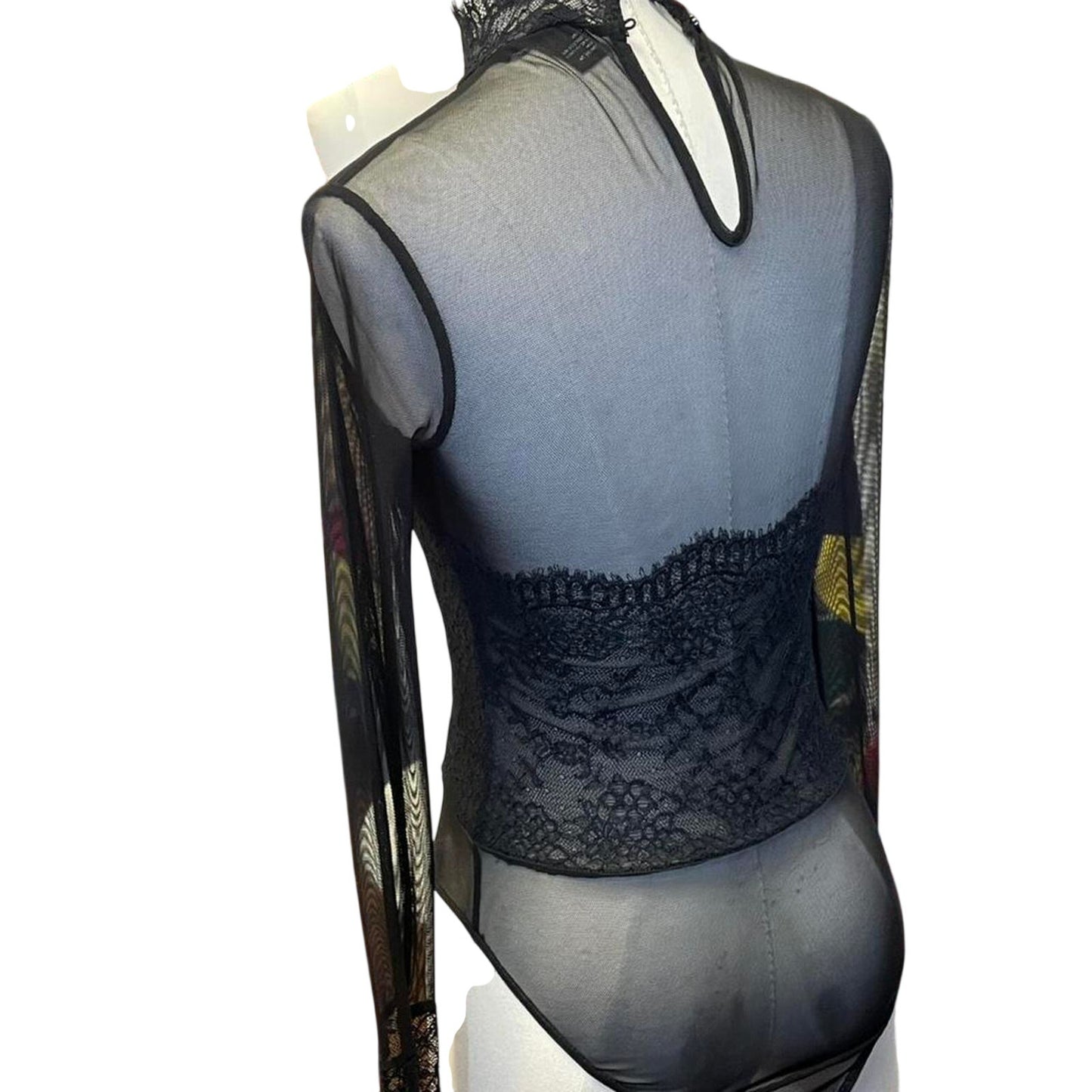 Black mesh lace long sleeve