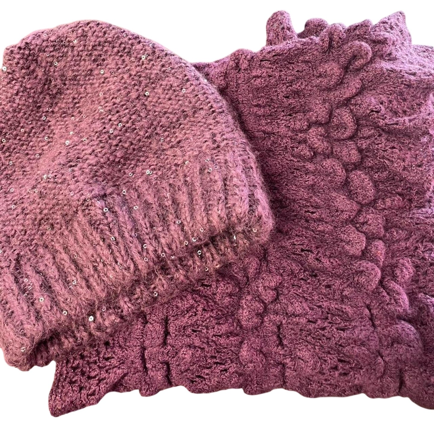 Purple sequin knit beanie