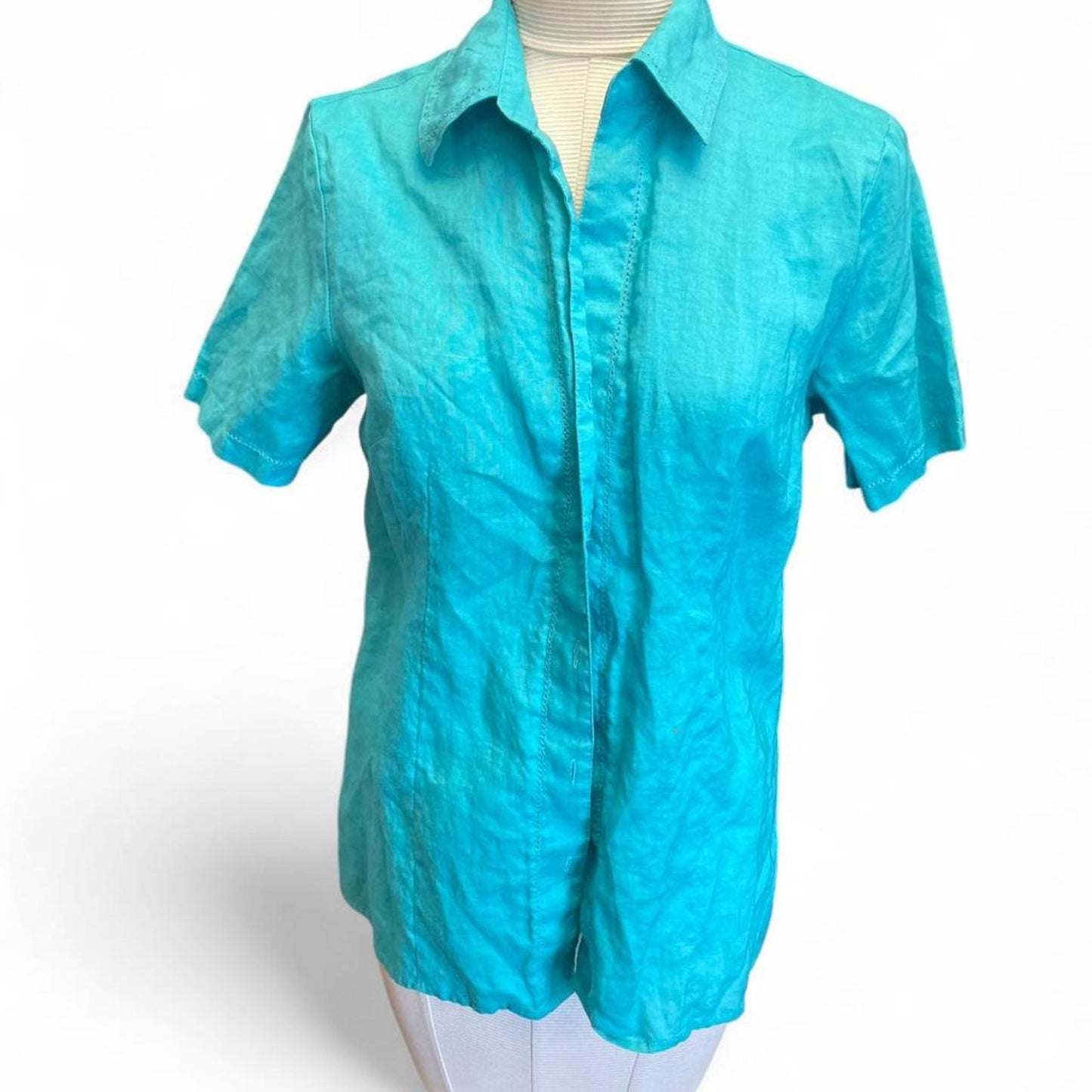 Icicle blue linen button up