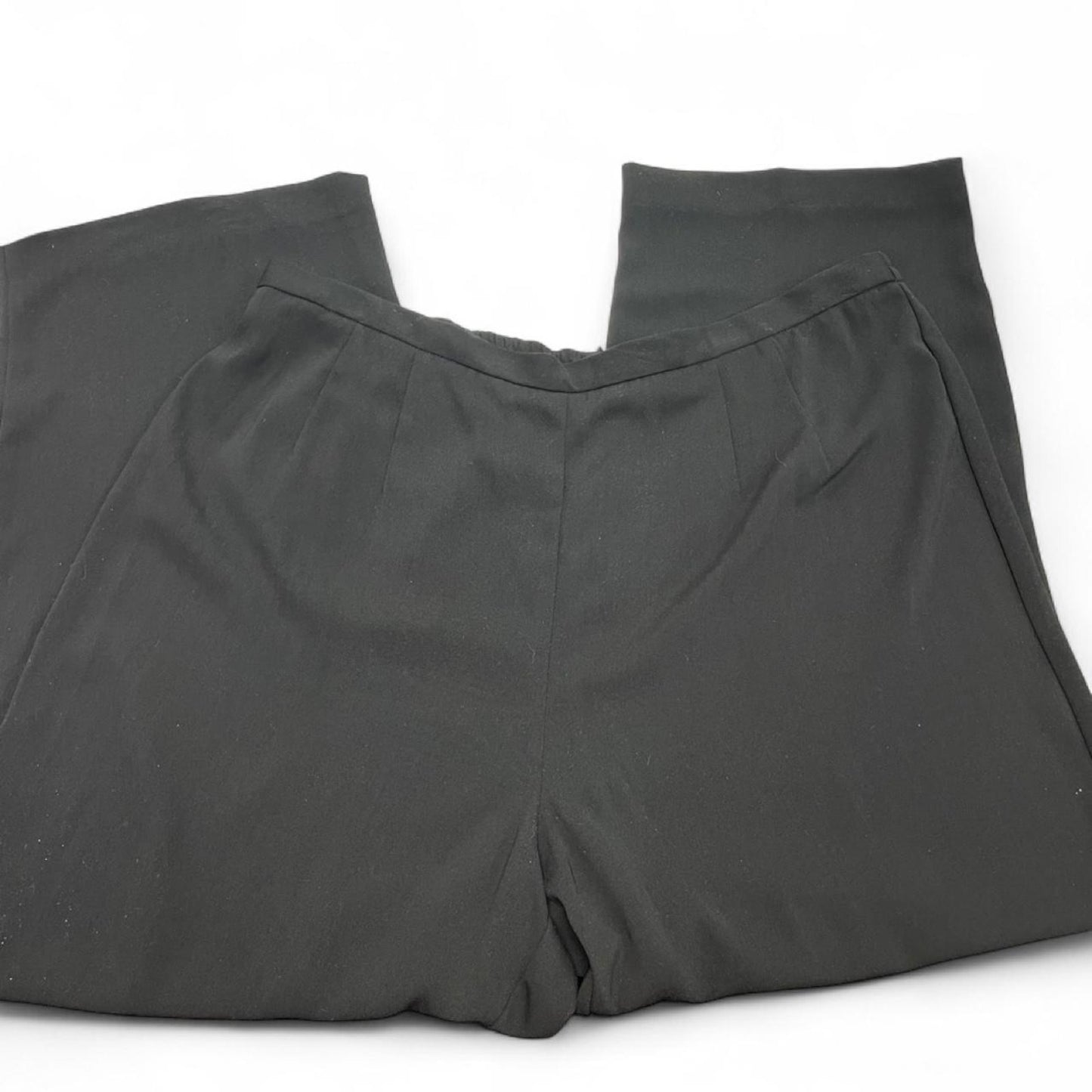 Black polyester wide leg pants