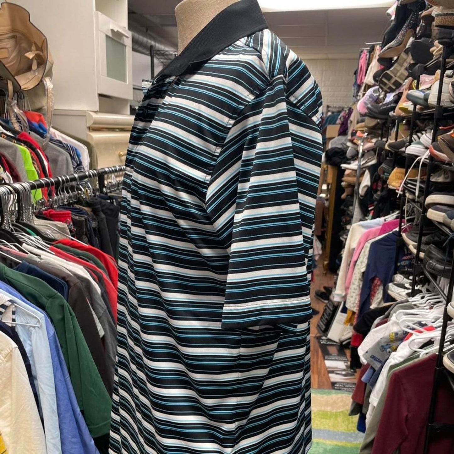 Pebble beach blue striped polo
