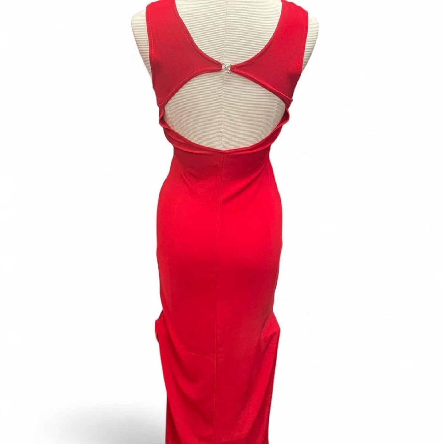 Red bodycon maxi dress