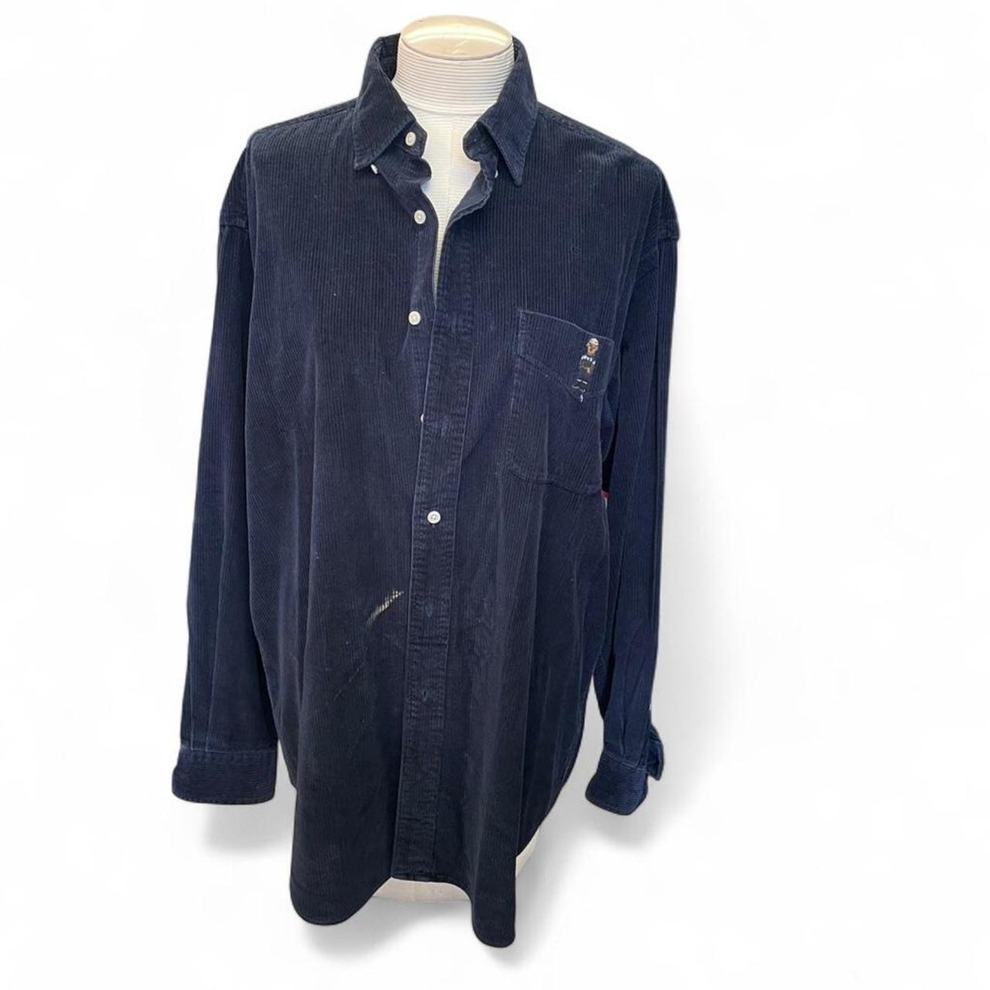 Navy corduroy button up shirt