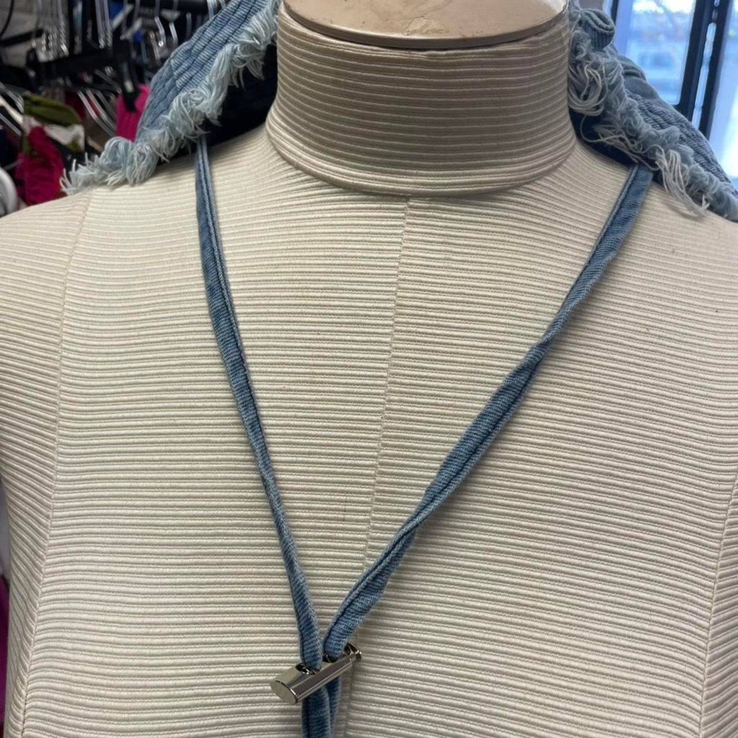 Denim bucket hat with adjustable
