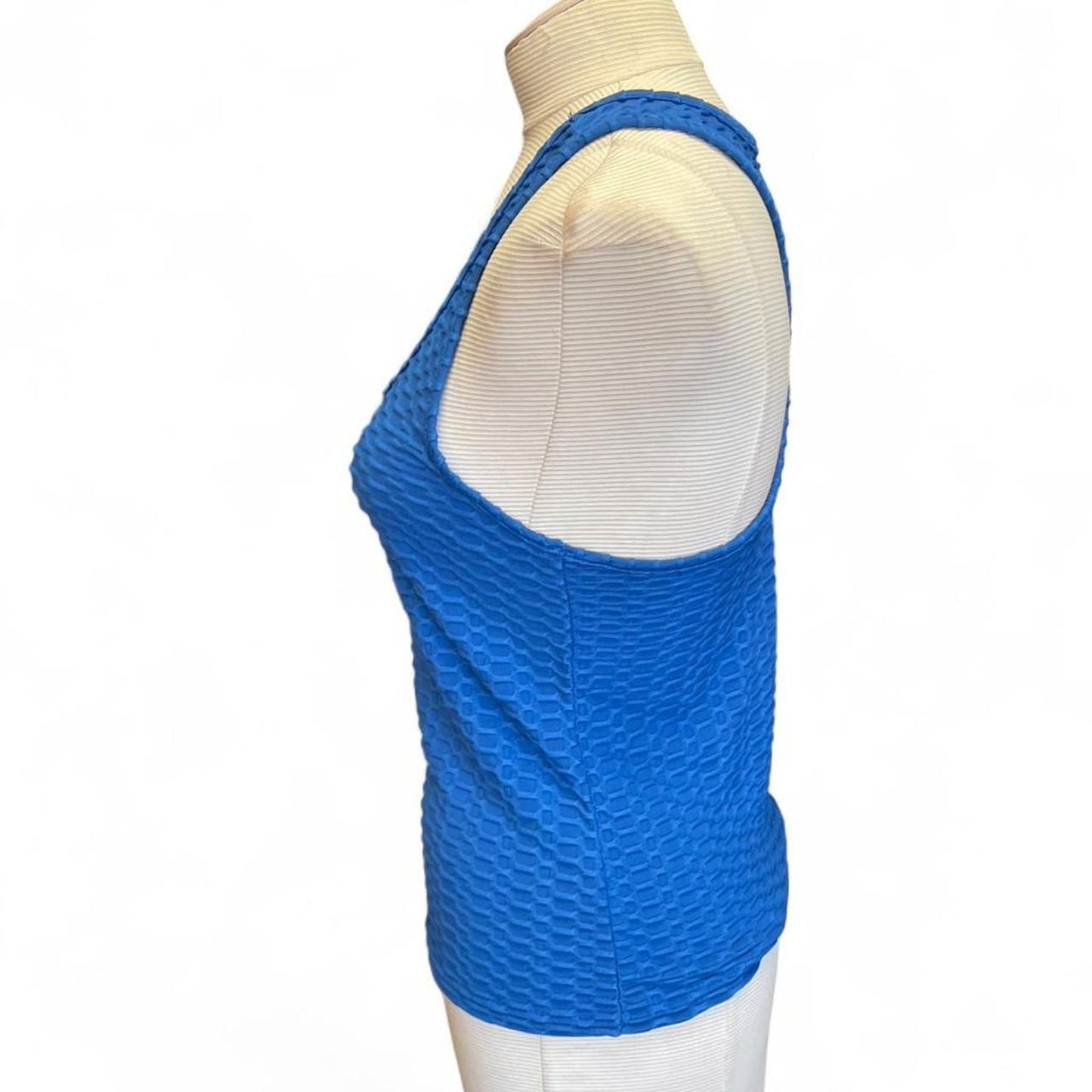 Blue textured tank top with