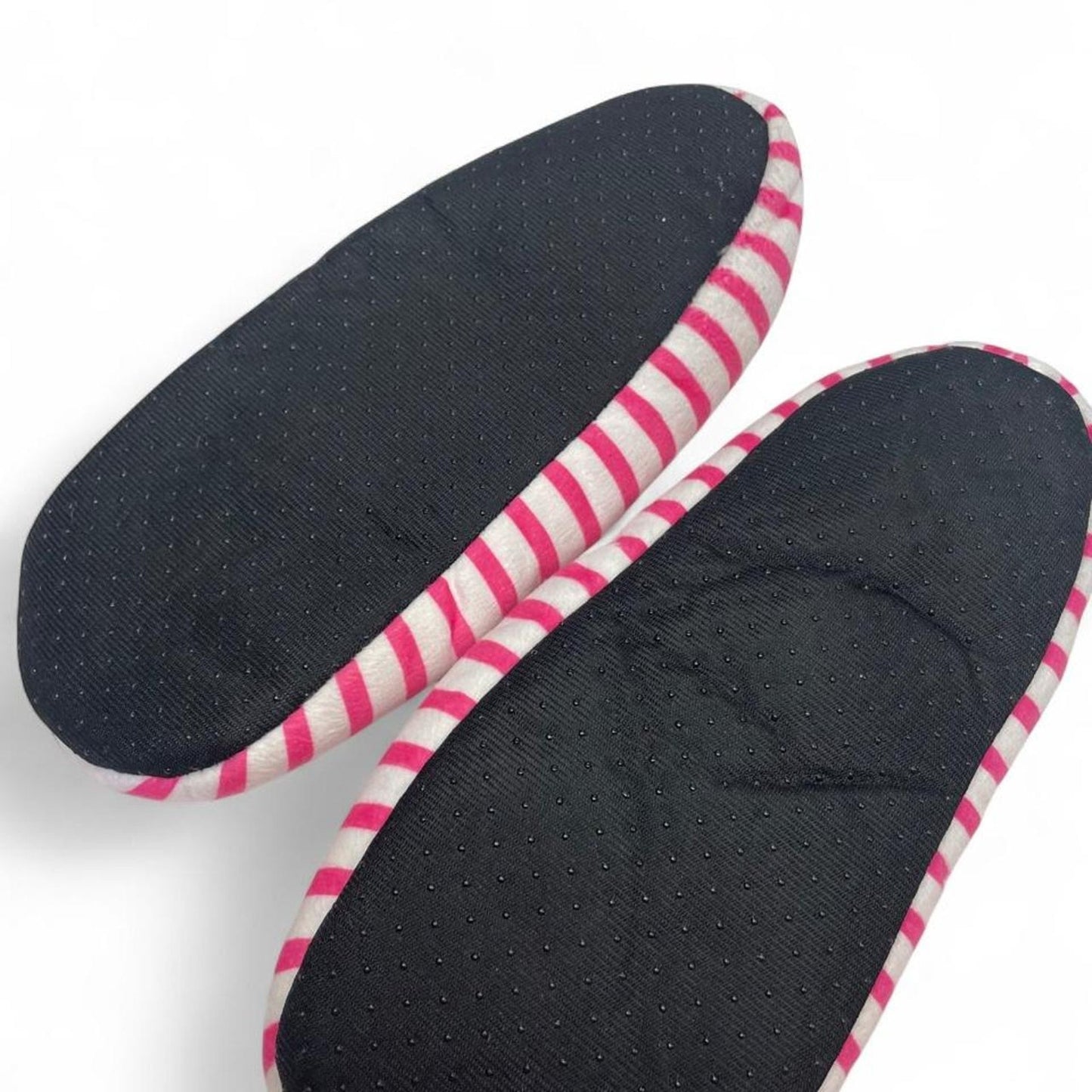 Pink and white striped slippers