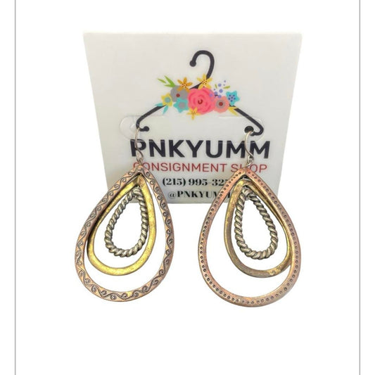 Gold and silver teardrop earrings