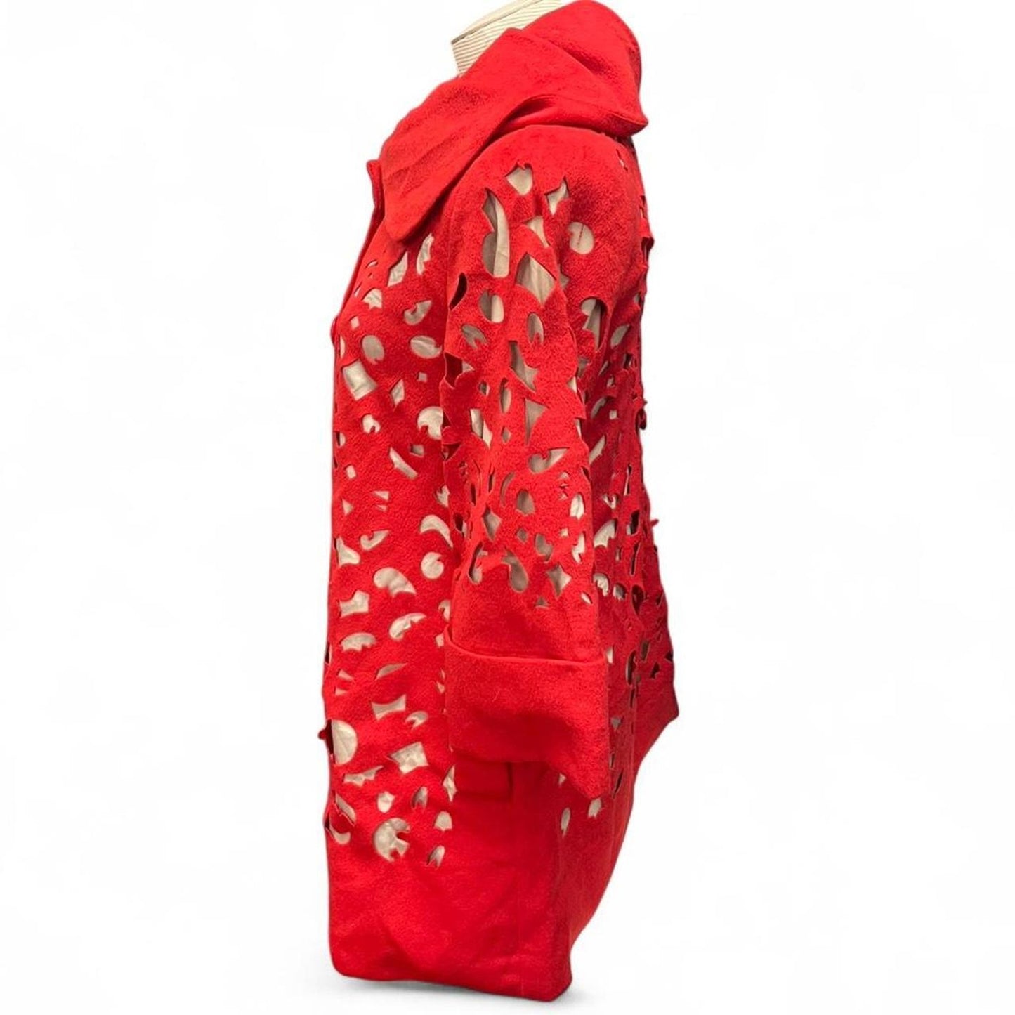 Red faux fur coat