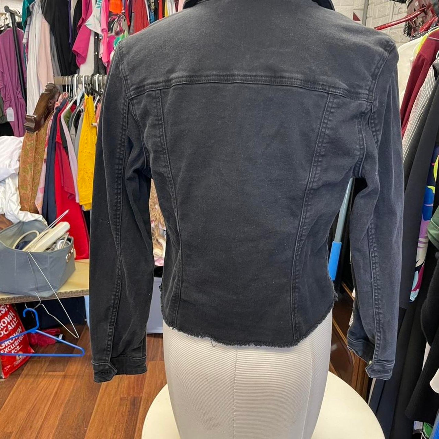 Black denim jacket with button up