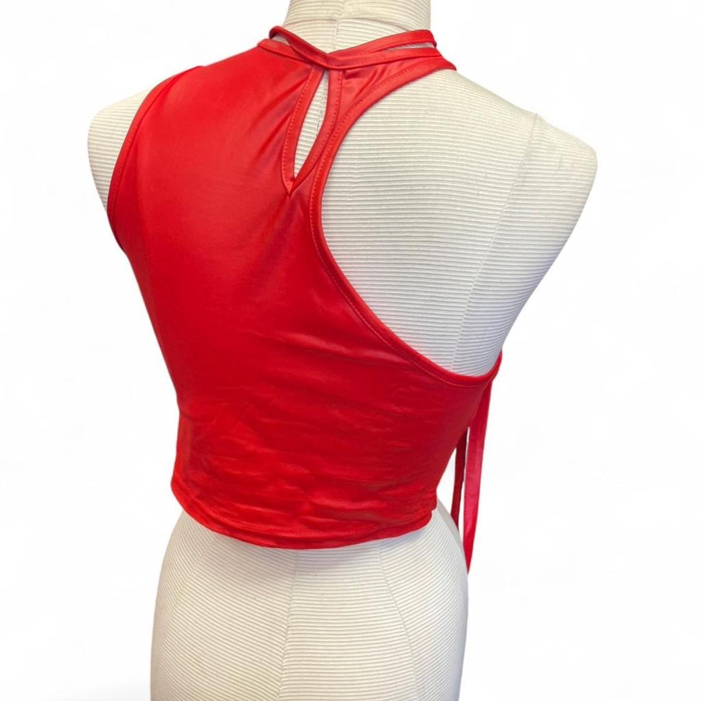 Red halter neck top