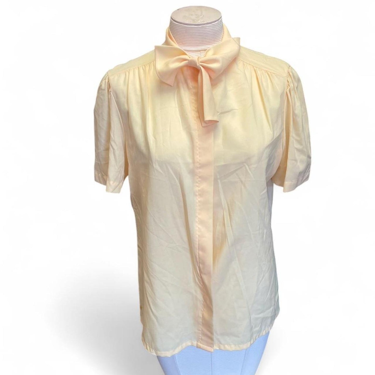 Yellow sheer blouse with bow