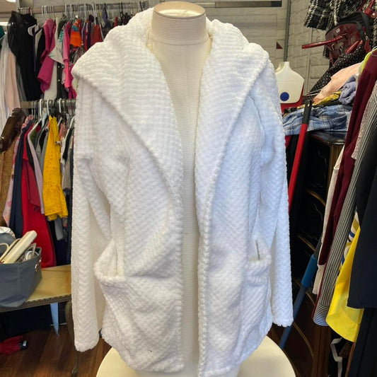 White fuzzy zip up hoodie