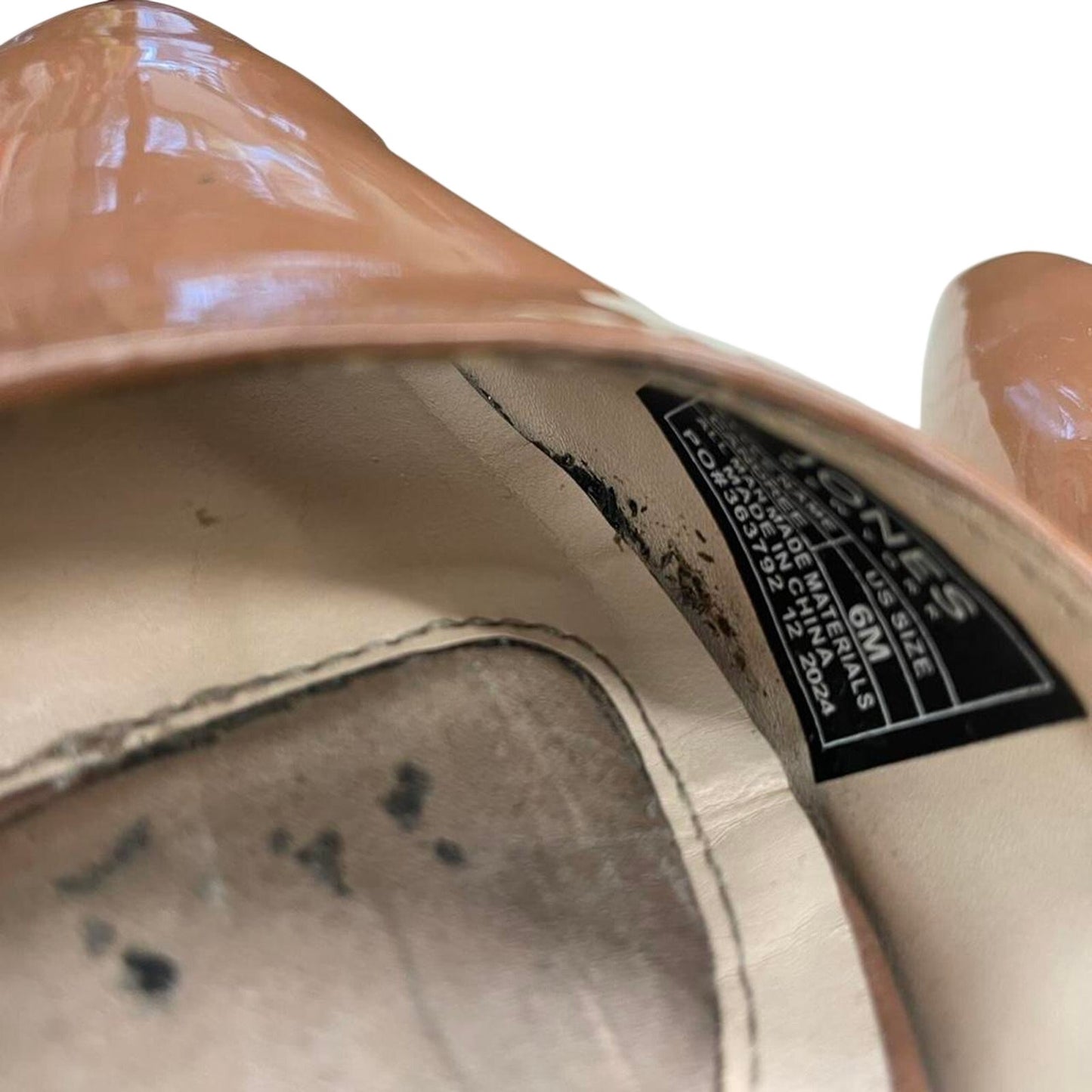 Tan patent leather slingback heels