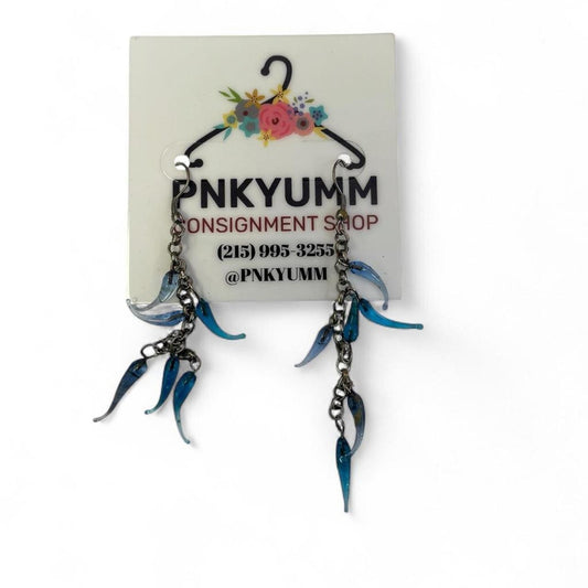 Blue and black flower earrings