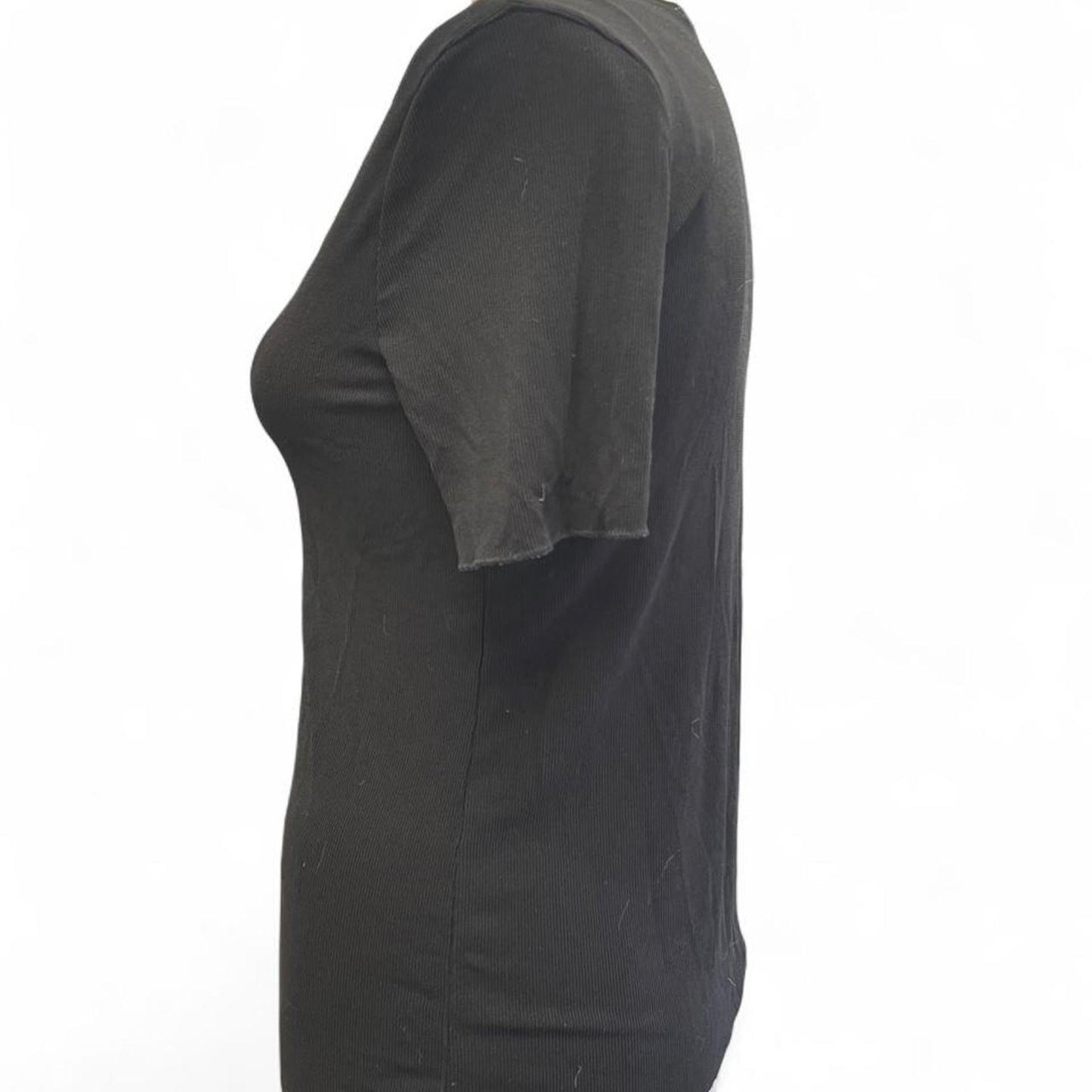 Zara black ribbed knit v neck