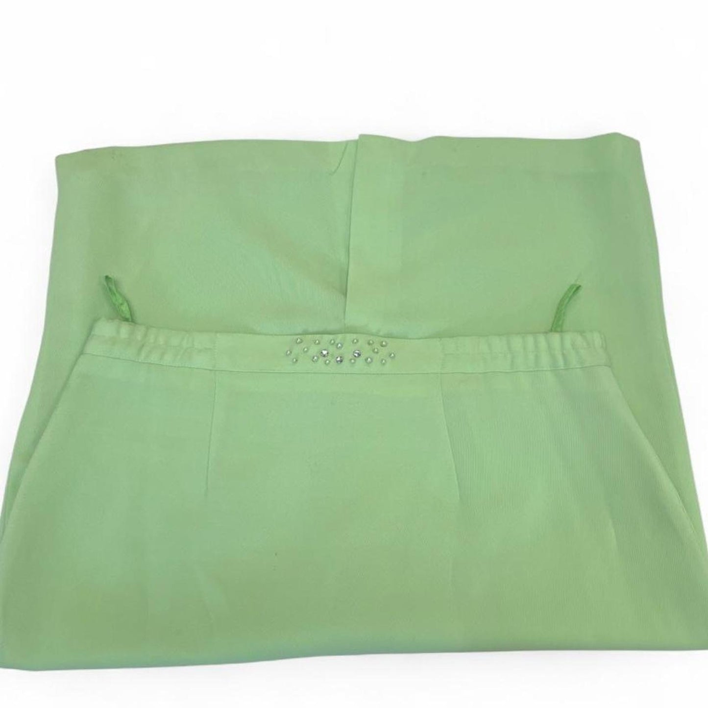 Green polyester midi skirt