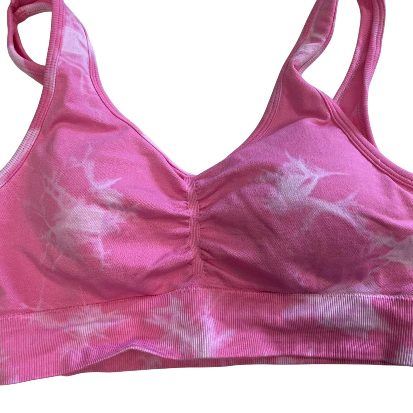 Pink tie dye sports bra