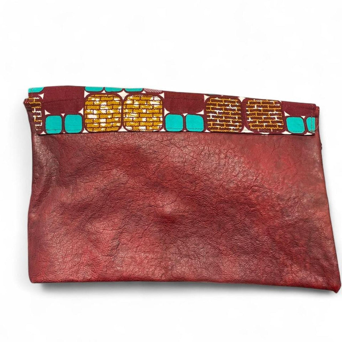 Brown and teal geometric patterned