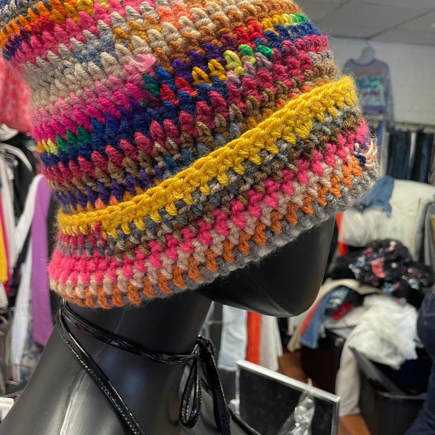 Multicoloured crochet beanie crochet beanie