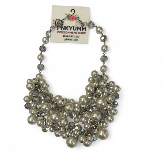 Silver and pearl statement necklace