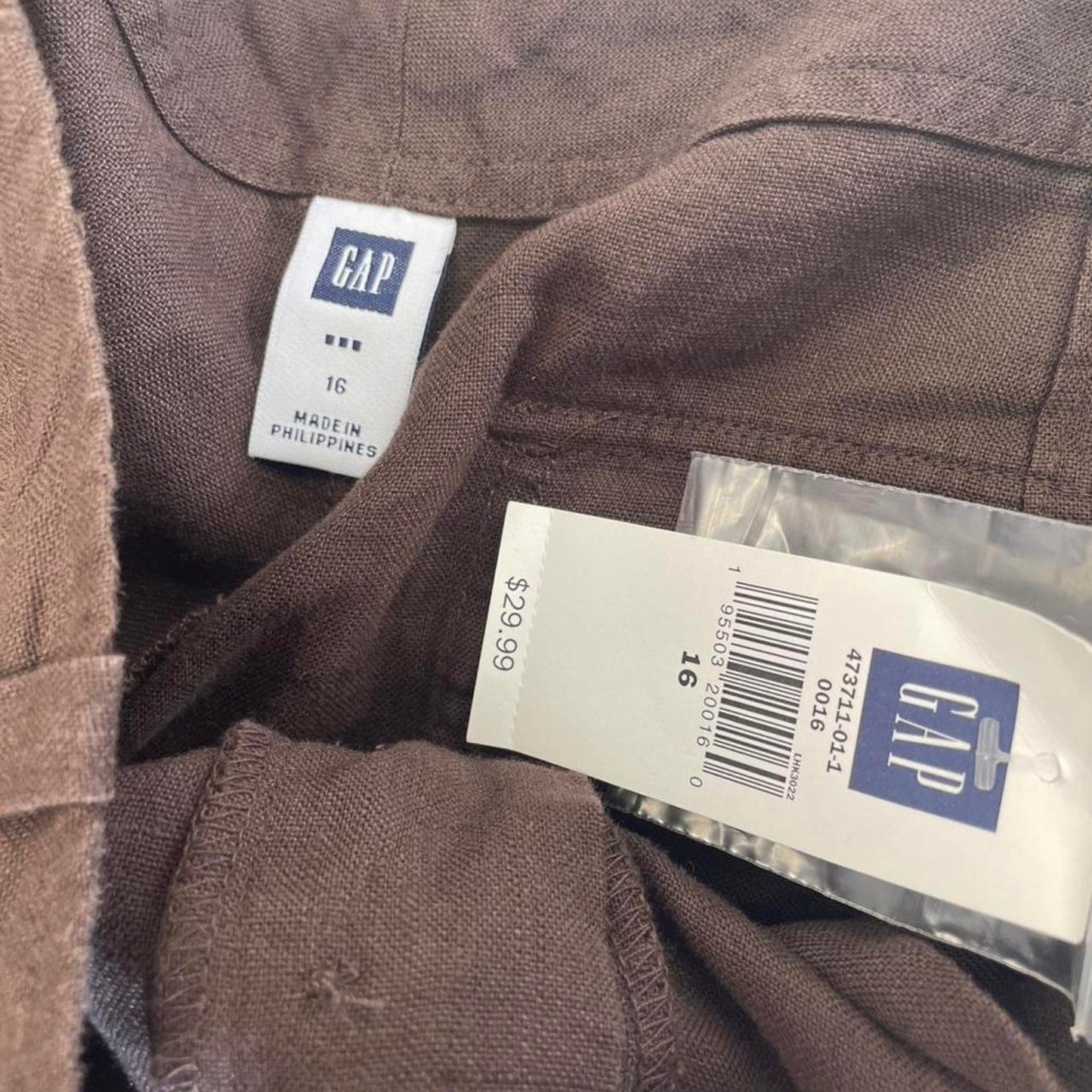 Brown linen wide leg trousers