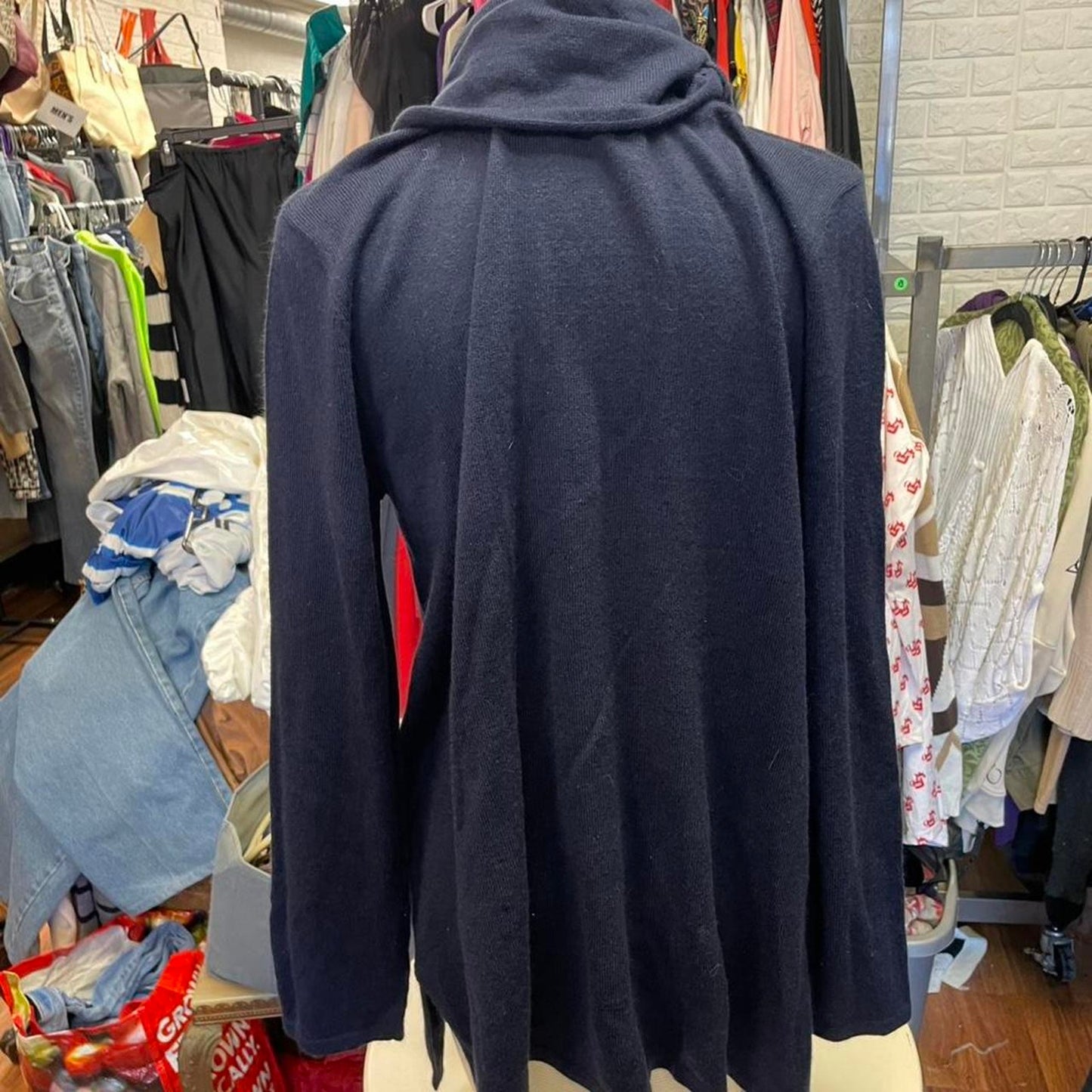 Navy blue cowl neck sweater