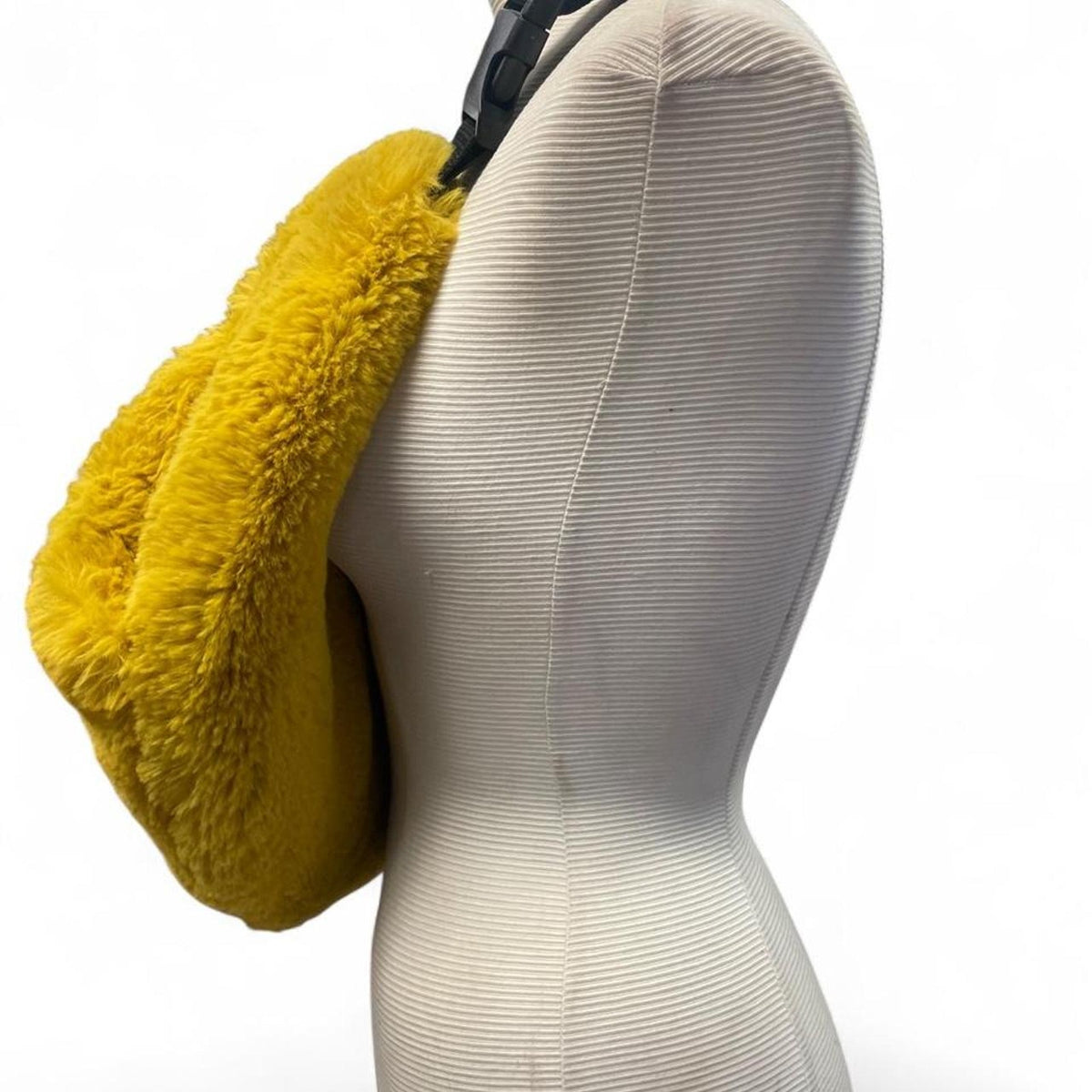 Yellow faux fur crossbody bag