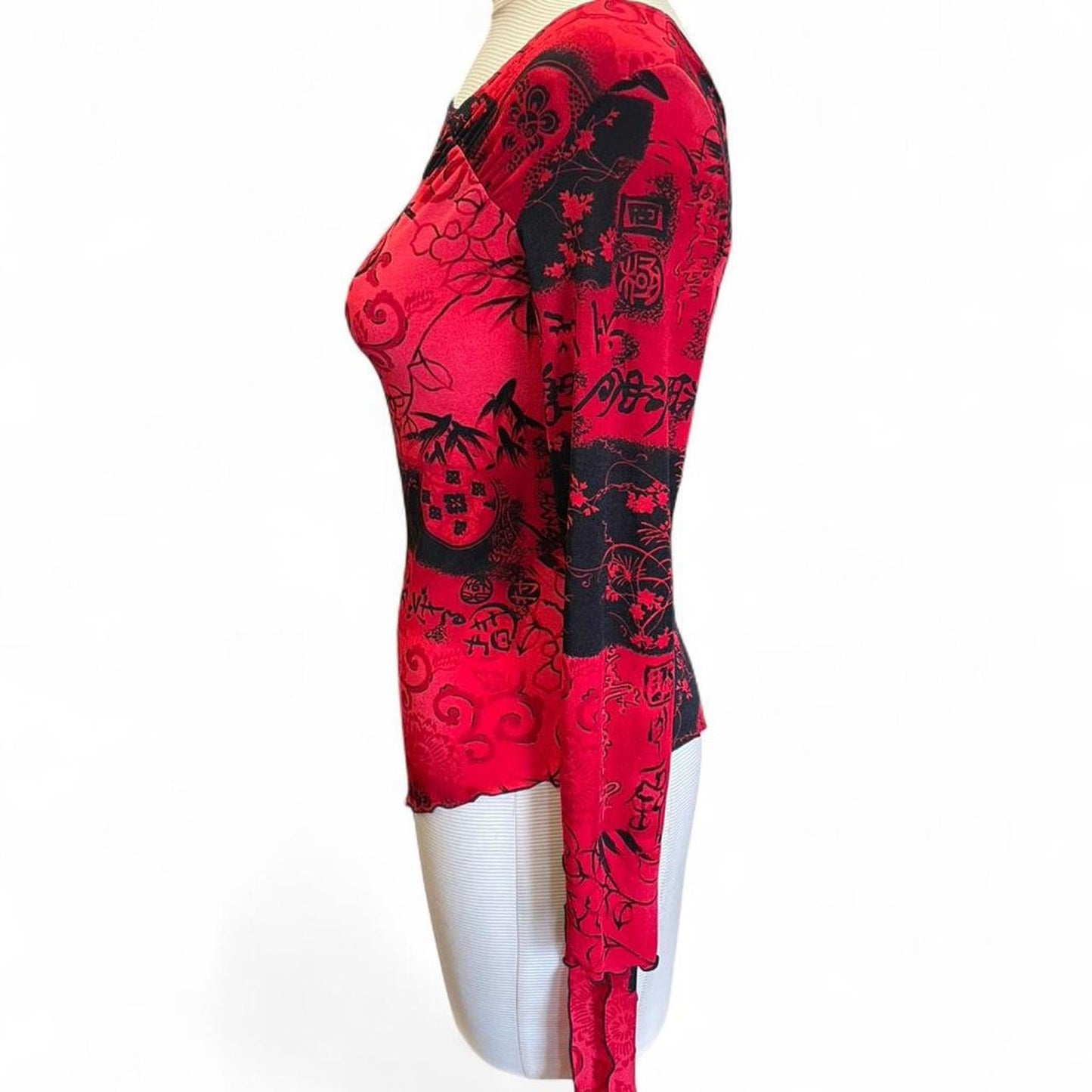 Redblack long sleeve top shirt
