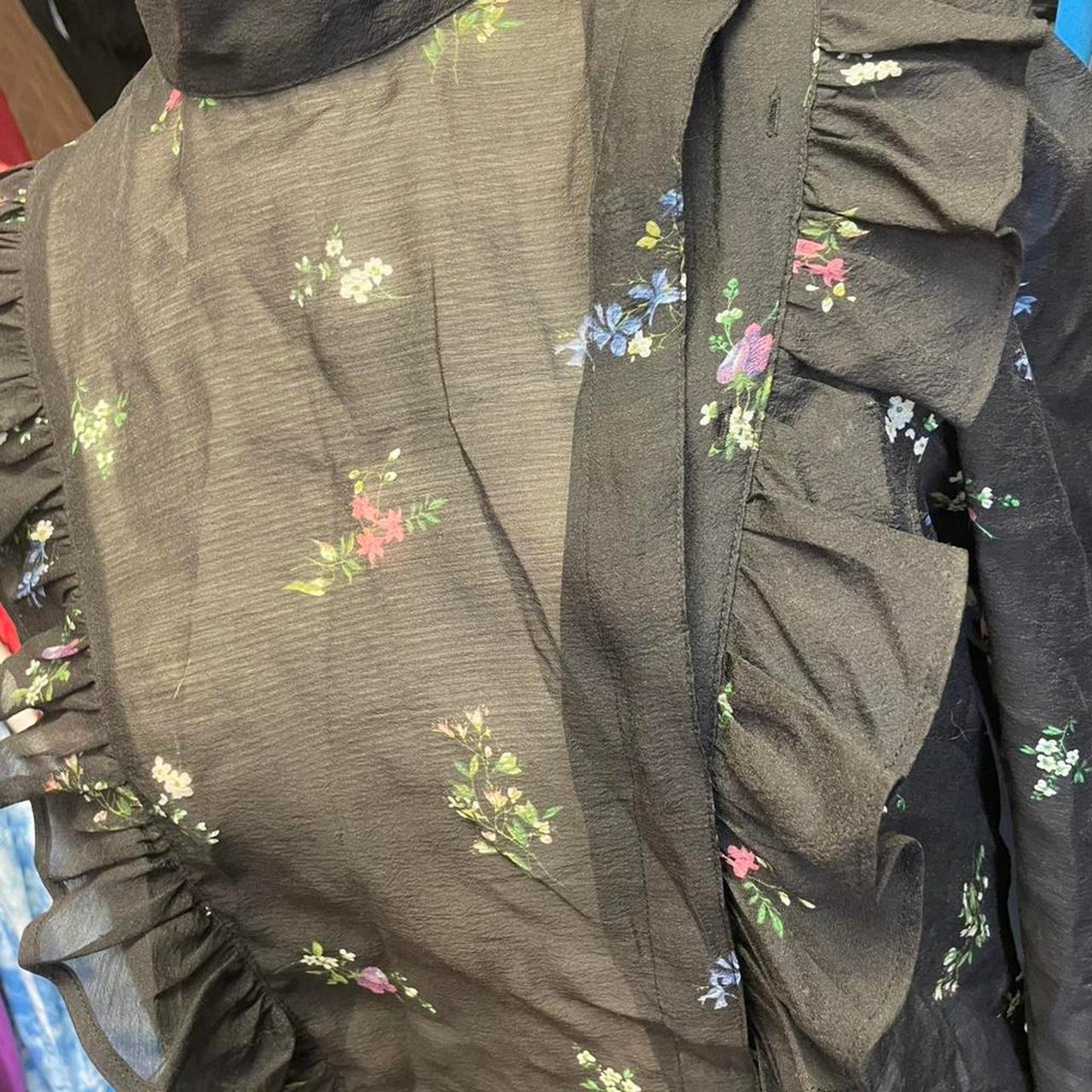 Sheer black floral top