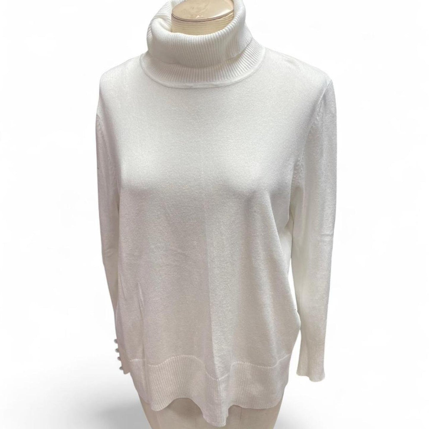 White turtleneck sweater with a