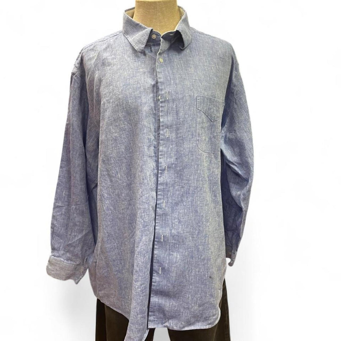 Paul fredrick blue linen shirt