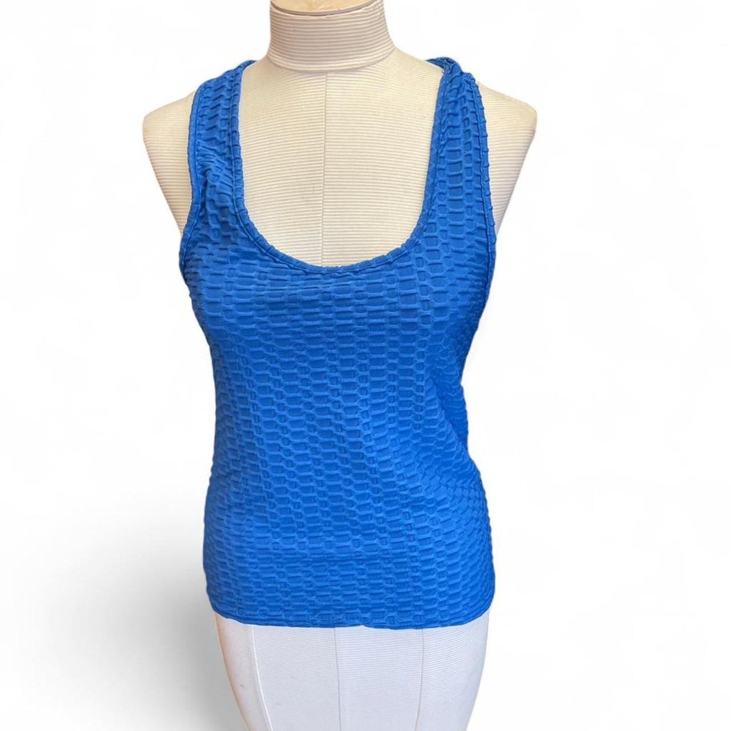Blue textured tank top with