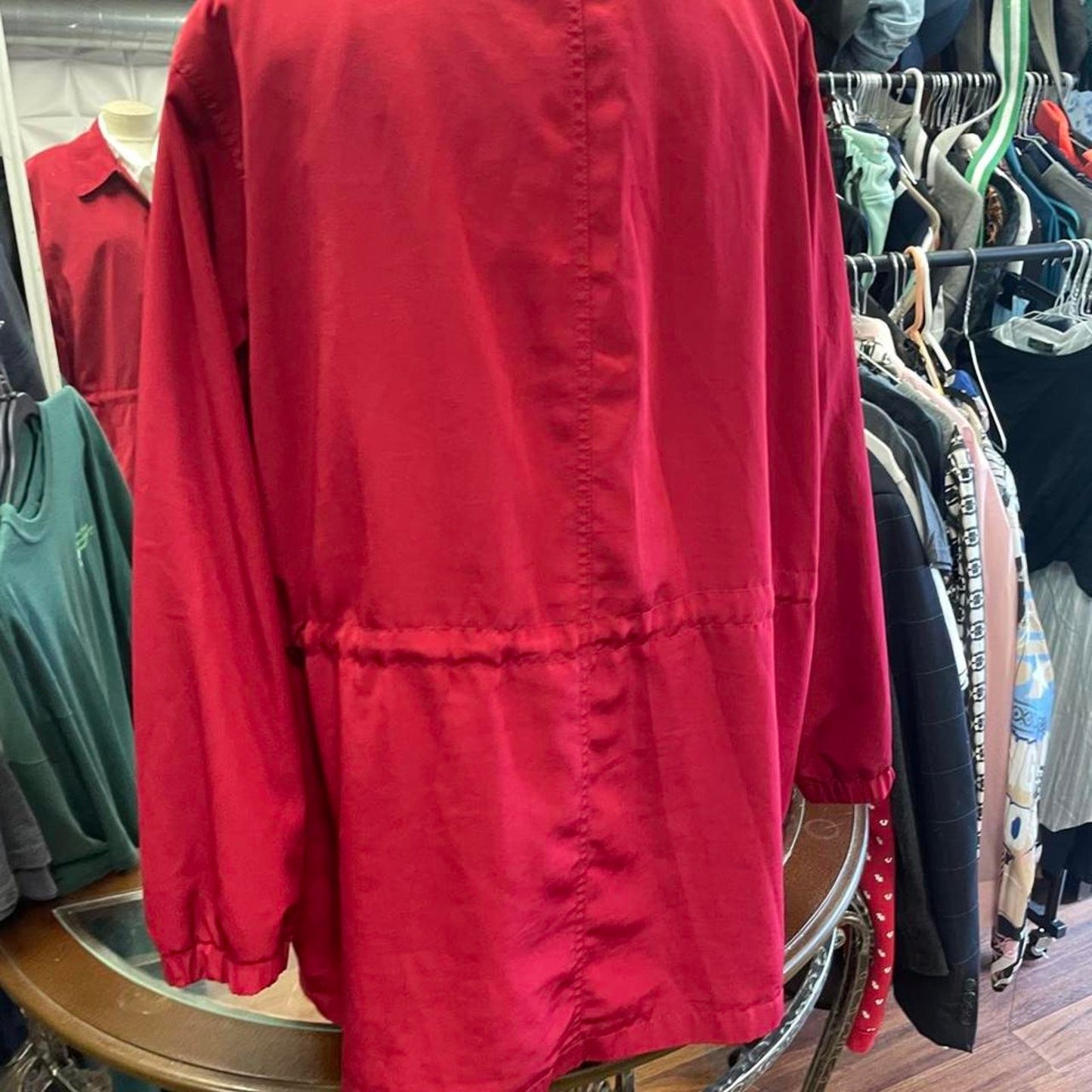 Red lightweight zip up jacket