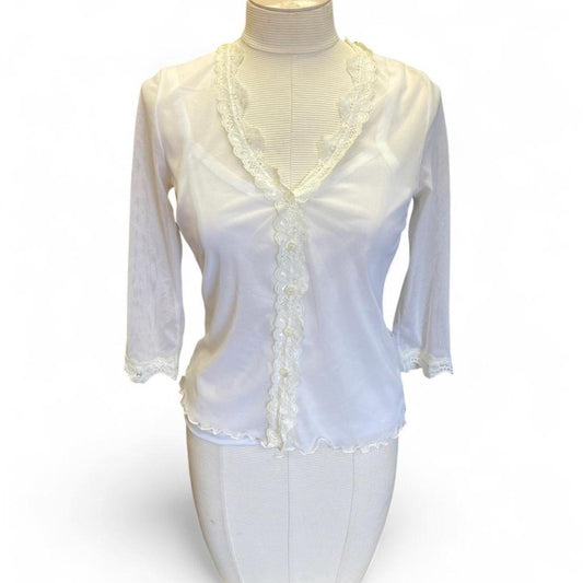 White lace blouse with ruffle