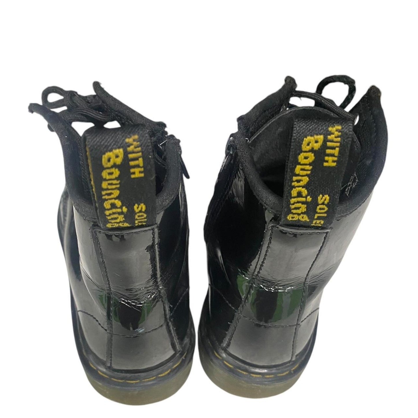 Kids black leather lace up boots