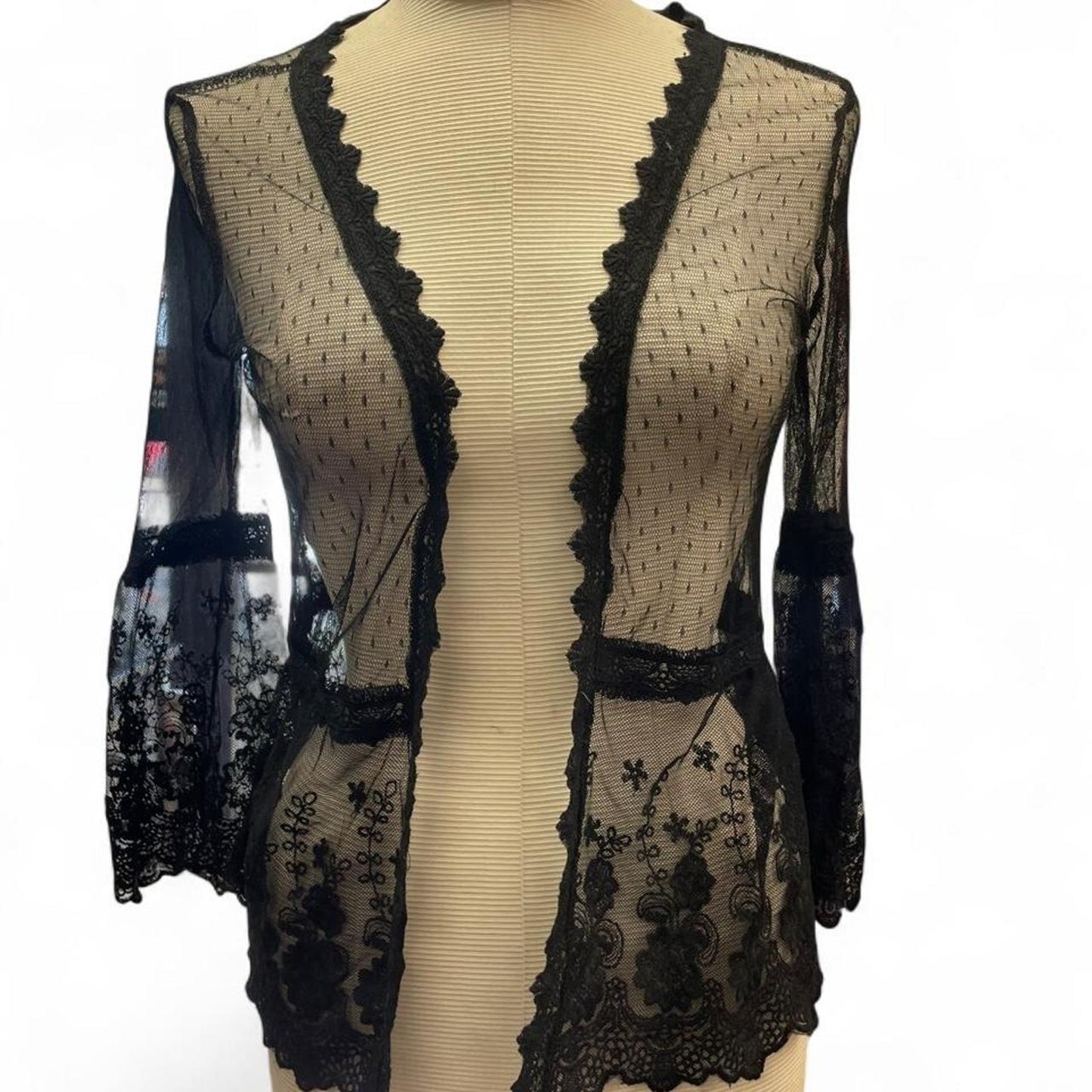 Black lace sheer cardigan