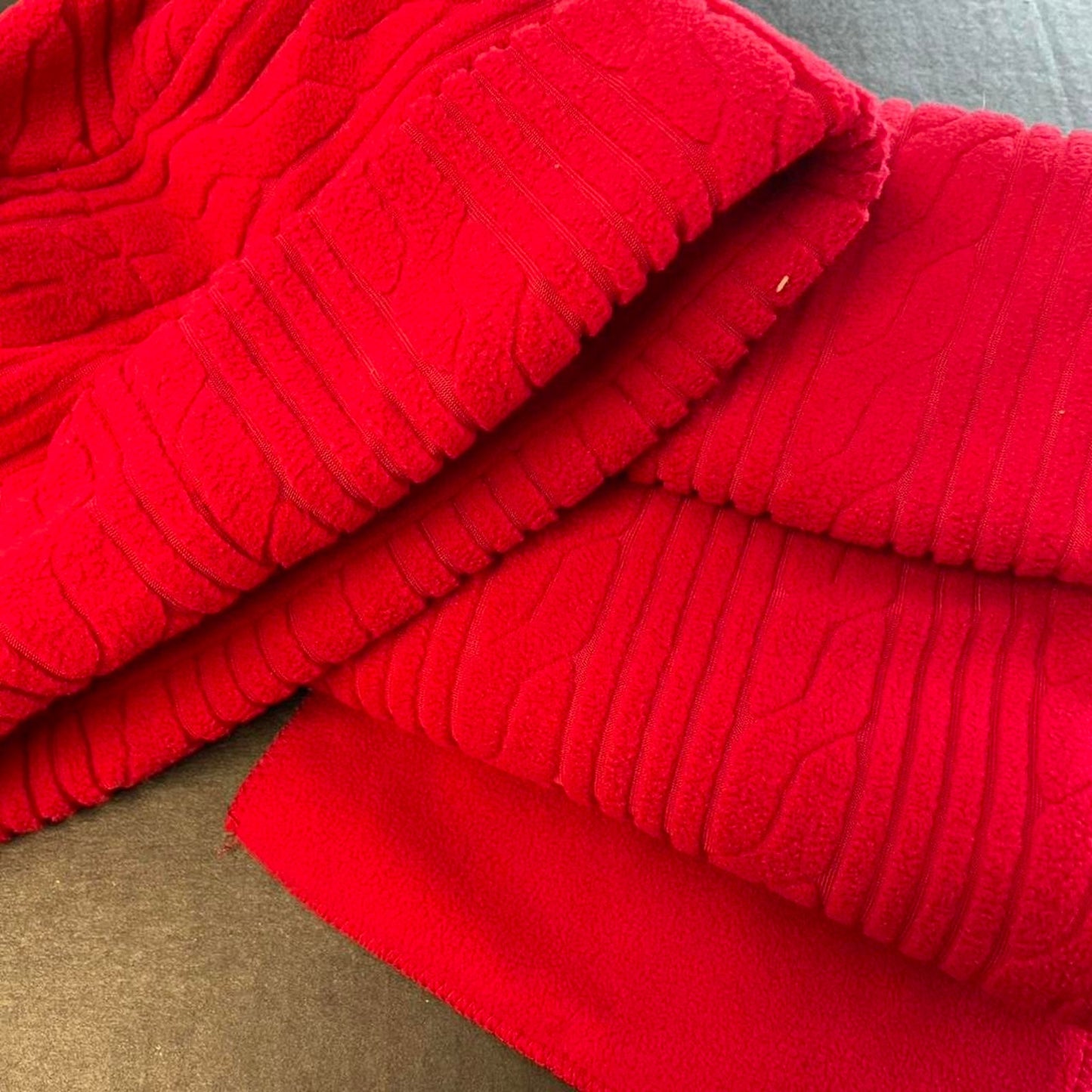 Red fleece scarf and beanie