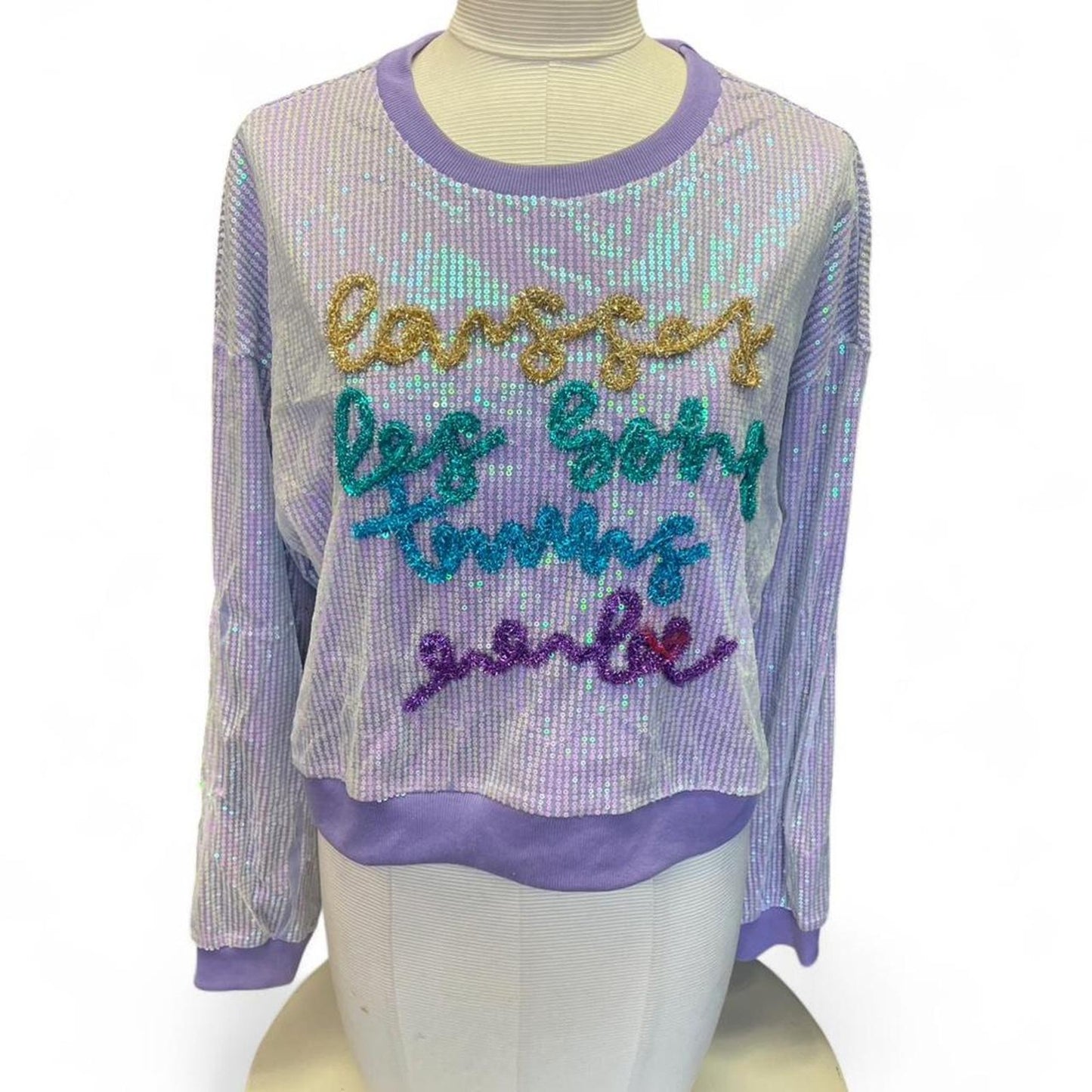 Purple sequin long sleeve top