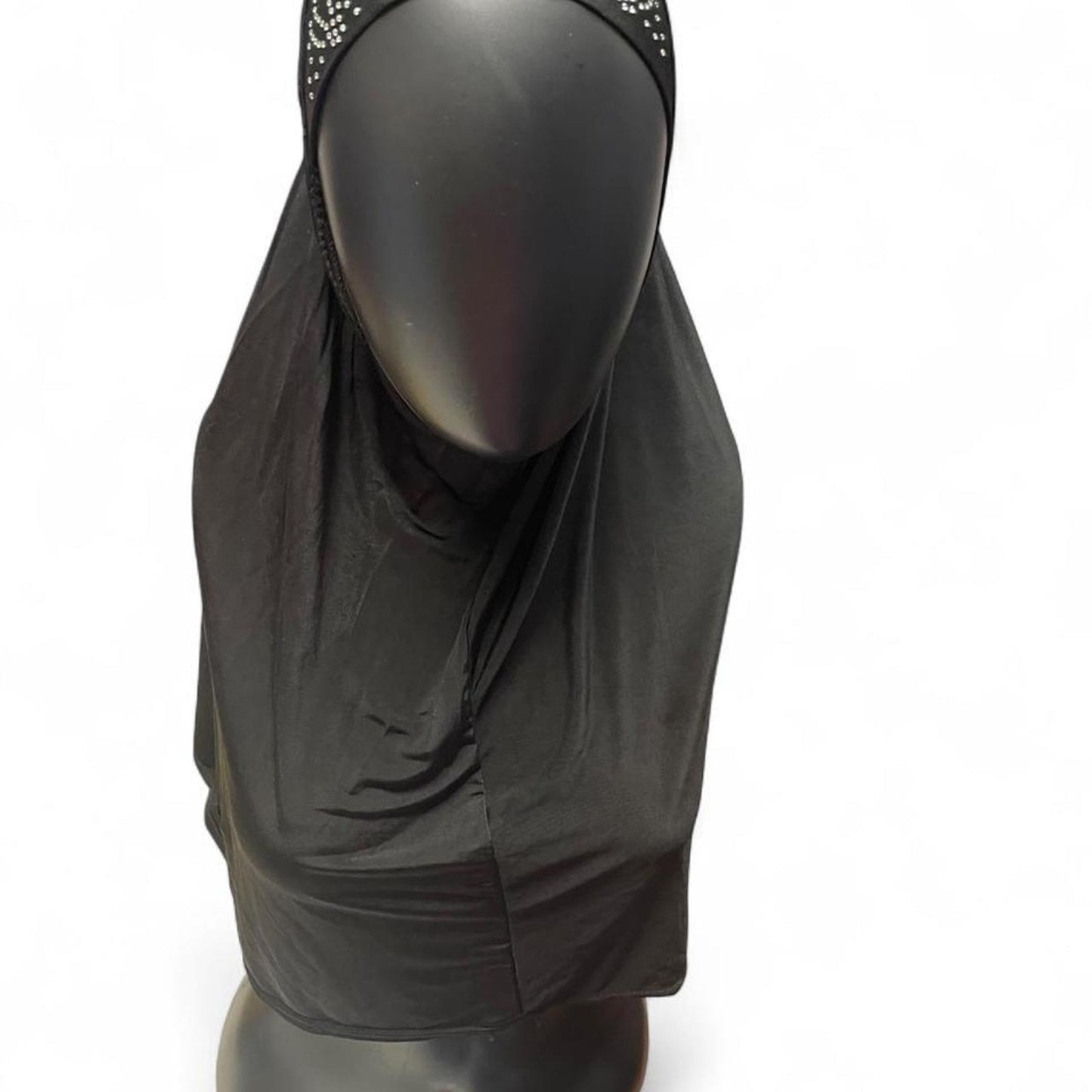 Black hijab with white rhinestone