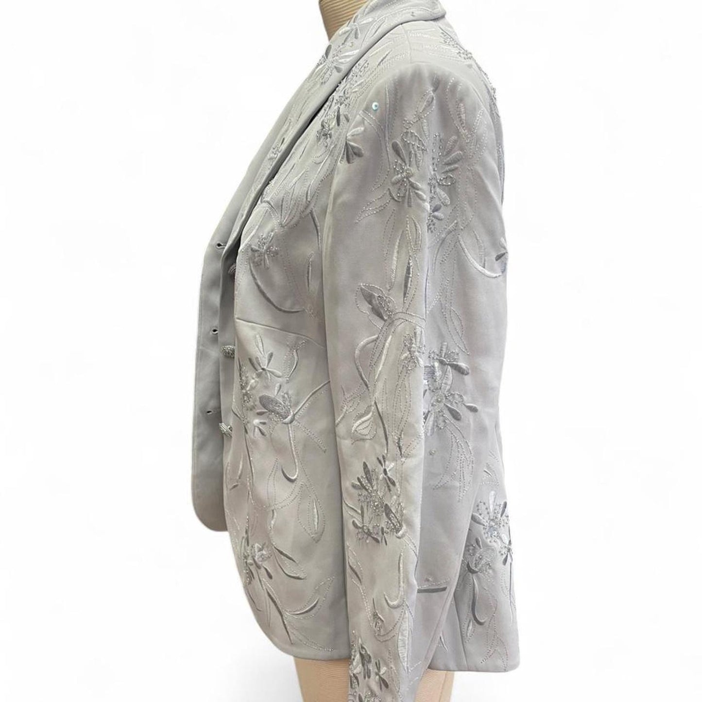 Light grey embroidered floral blazer