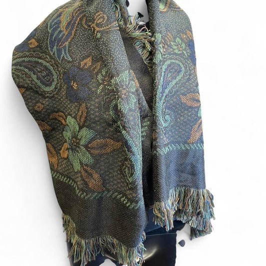Multicoloured floral and paisley print scarf