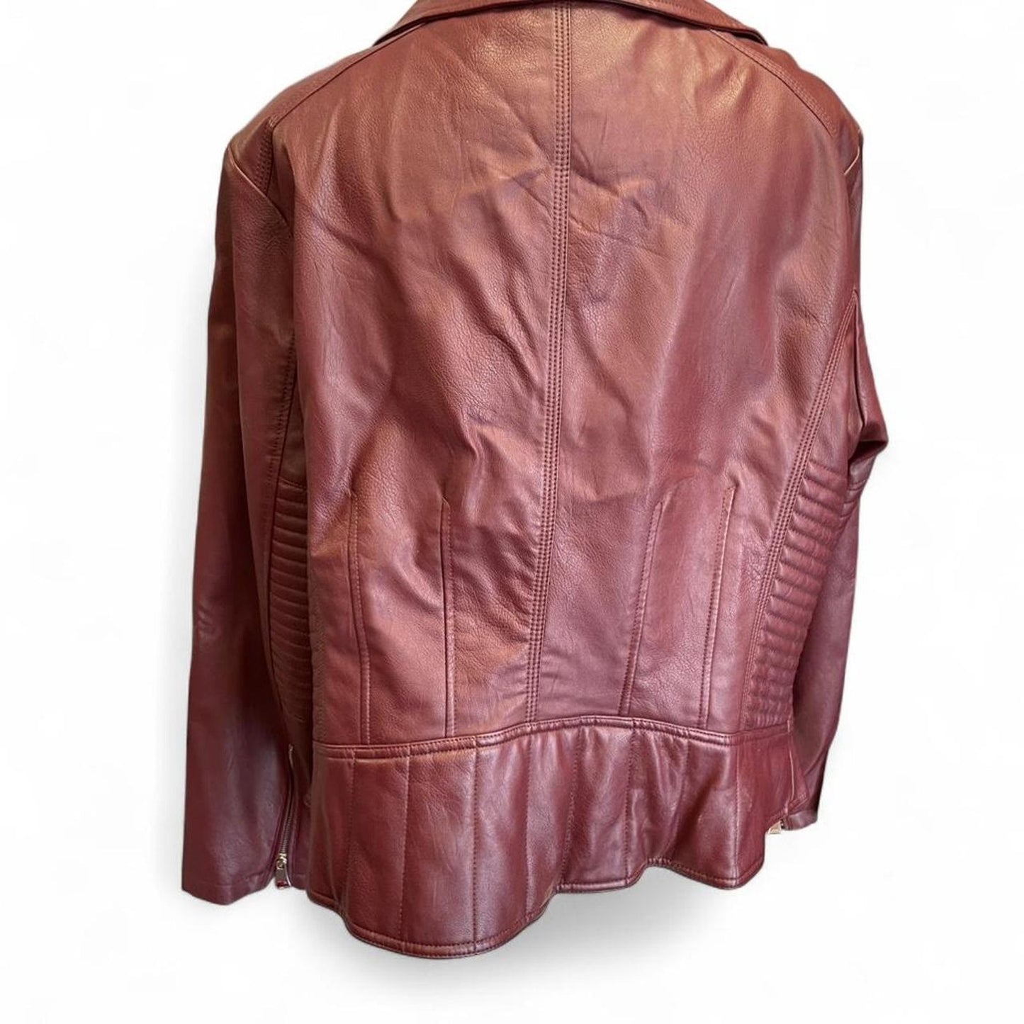 Burgundy leather jacket with zipper