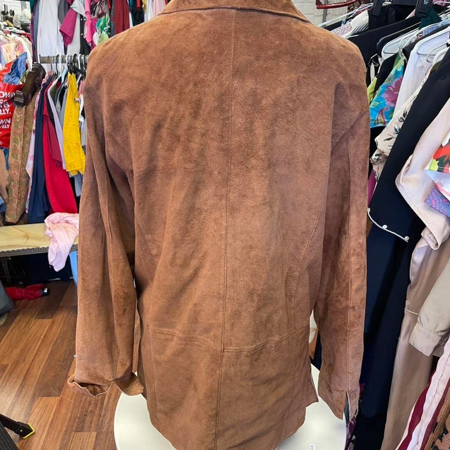 Brown suede leather jacket with