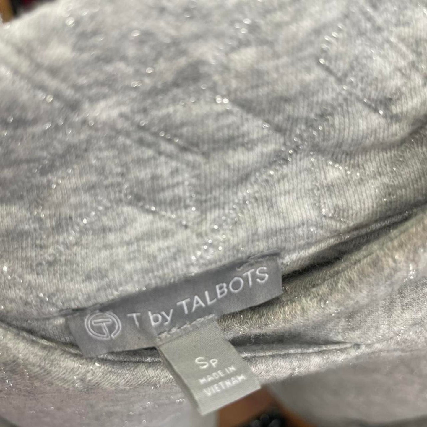 Talbots grey quilted cowl neck