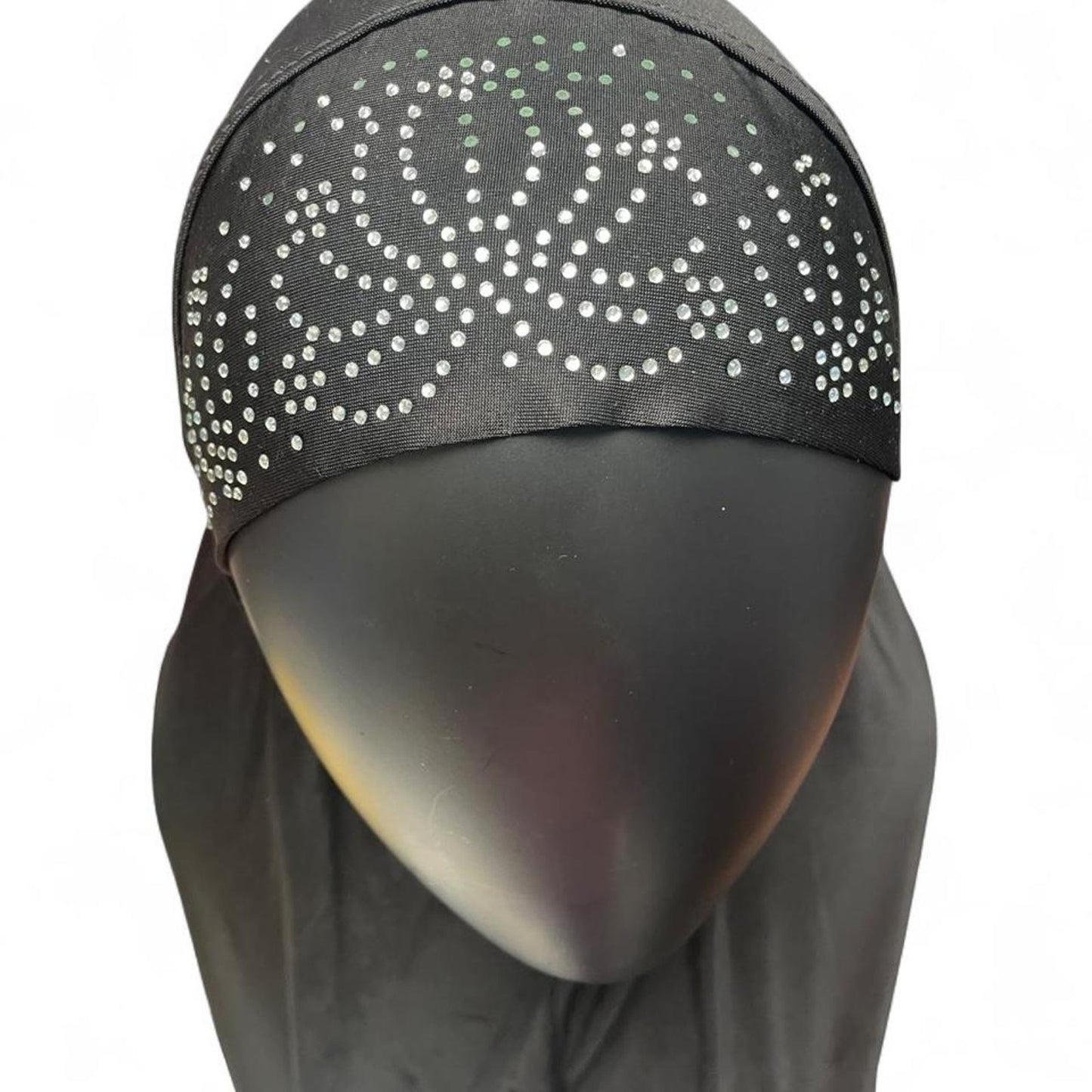 Black hijab with white rhinestone